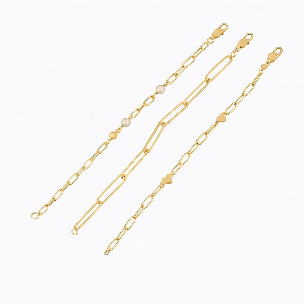 Gold Chain Bracelets for Women – Set of 3